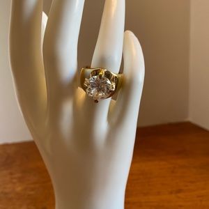 1990’s 14KT gold filled wide bade approximately 6 carat CZ ring